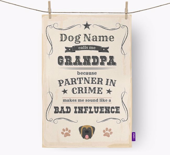 Bad Influence Grandpa: Personalized {breedFullName} Dish Towel